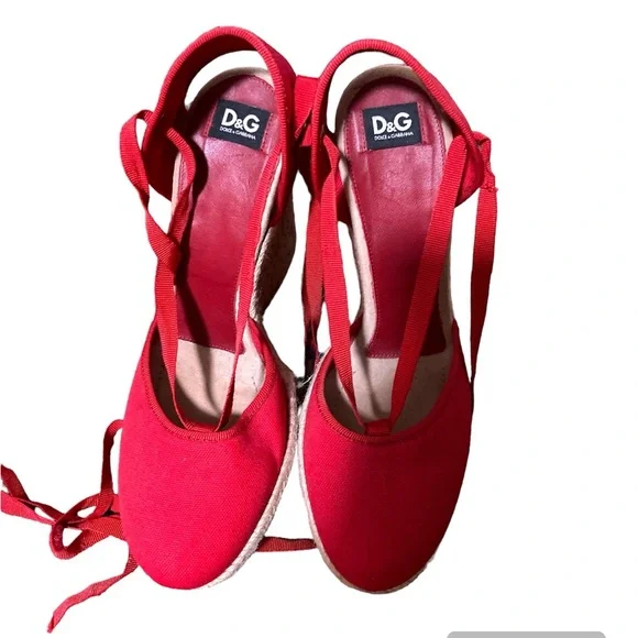 Dolce & Gabbana Red Espadrille Wedges - Picture 4 of 7